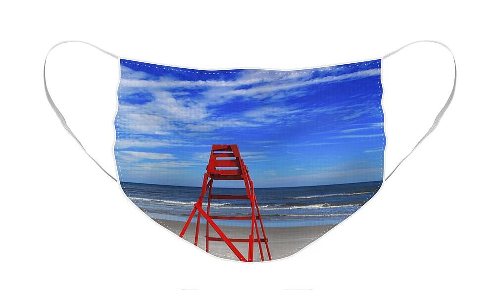 Jacksonville Beach Face Mask featuring the photograph Swim At Your Own Risk by Diane Macdonald