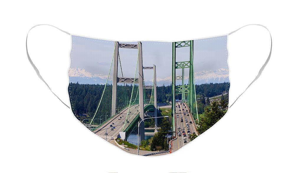 Tacoma Narrows Bridge Face Mask featuring the photograph Tacoma Narrows Bridge by Tikvah's Hope