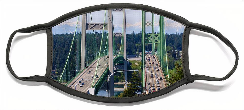 Tacoma Narrows Bridge Face Mask featuring the photograph Tacoma Narrows Bridge by Tikvah's Hope