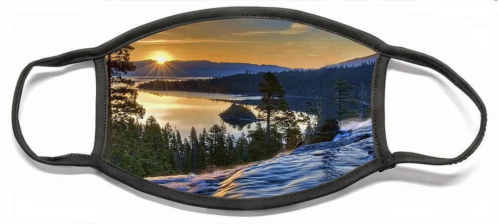 Landscape Face Mask featuring the photograph Tahoe Sunrise by Maria Coulson