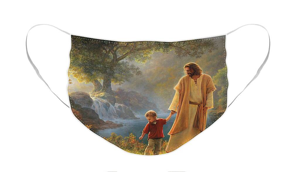 #faaAdWordsBest Face Mask featuring the painting Take My Hand by Greg Olsen
