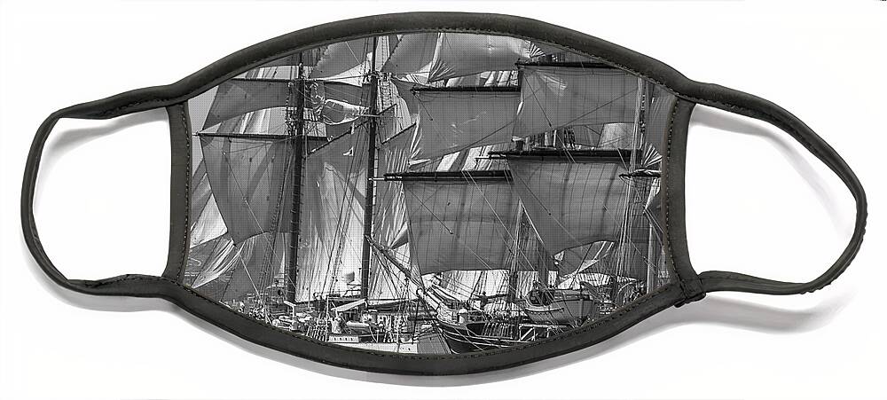Tall Ships Face Mask featuring the photograph Tall Ship Stad Amsterdam and Elcano by Pablo Avanzini