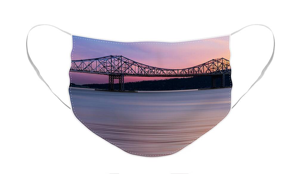 Tappan Zee Face Mask featuring the photograph Tappan Zee Bridge Sunset by Susan Candelario