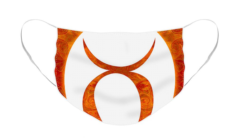 Taurus Face Mask featuring the digital art Taurus and Sacral Chakra Abstract Spiritual Artwork by Omaste W by Omaste Witkowski