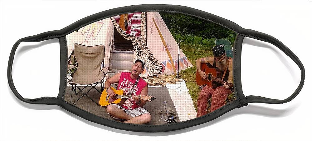 Music Face Mask featuring the photograph Teepee Jam by Arthur Barnes