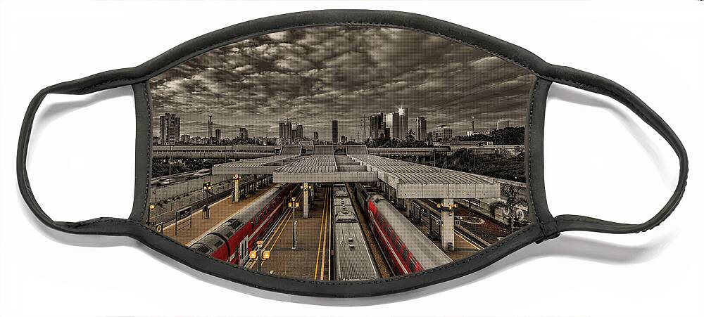 Israel Face Mask featuring the photograph Tel Aviv central railway station by Ron Shoshani