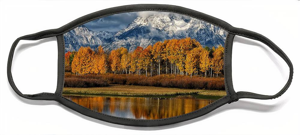 Oxbow Face Mask featuring the photograph Teton Autumn by Kathleen Bishop