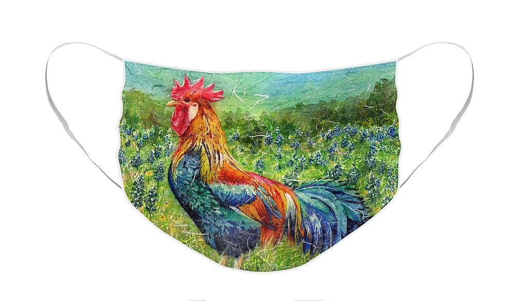 Rooster Face Mask featuring the painting Texas Glory by Hailey E Herrera