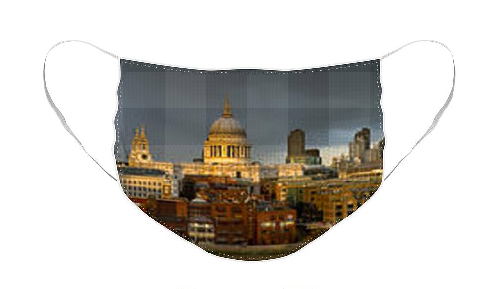 London Skyline Face Mask featuring the photograph Thames with St Paul's panorama by Gary Eason