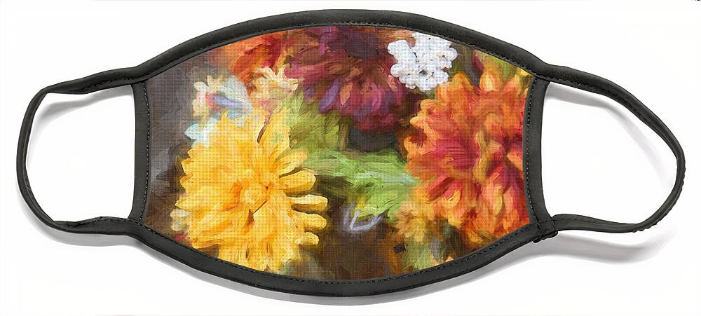 Bouquet Face Mask featuring the digital art Thanksgiving Bouquet by Jayne Carney