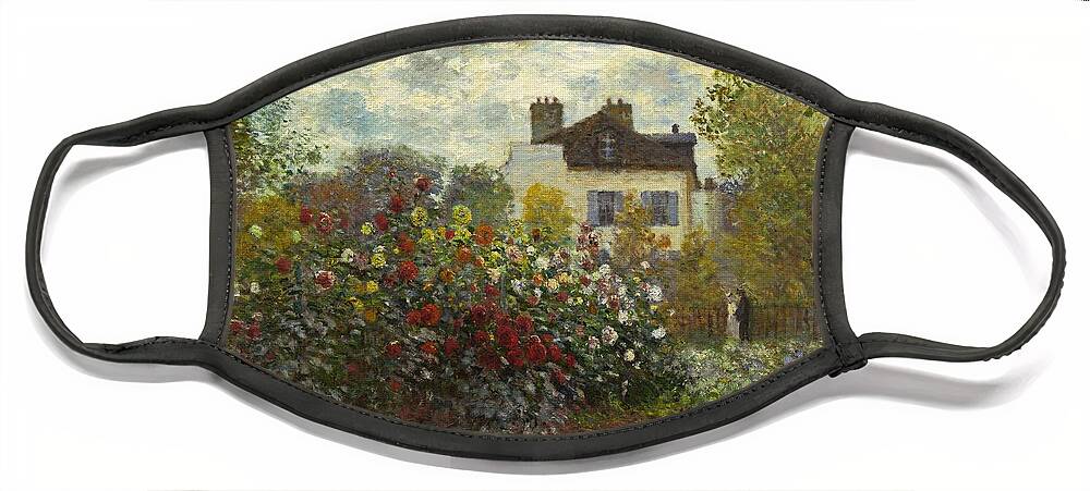 Claude Monet Face Mask featuring the painting The Artist's Garden In Argenteuil by Claude Monet