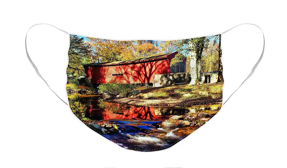 American Face Mask featuring the photograph The Bartram Coverd Bridge by Nick Zelinsky Jr