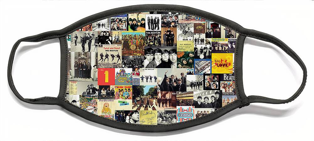 The Beatles Face Mask featuring the digital art The Beatles Collage by Zapista OU