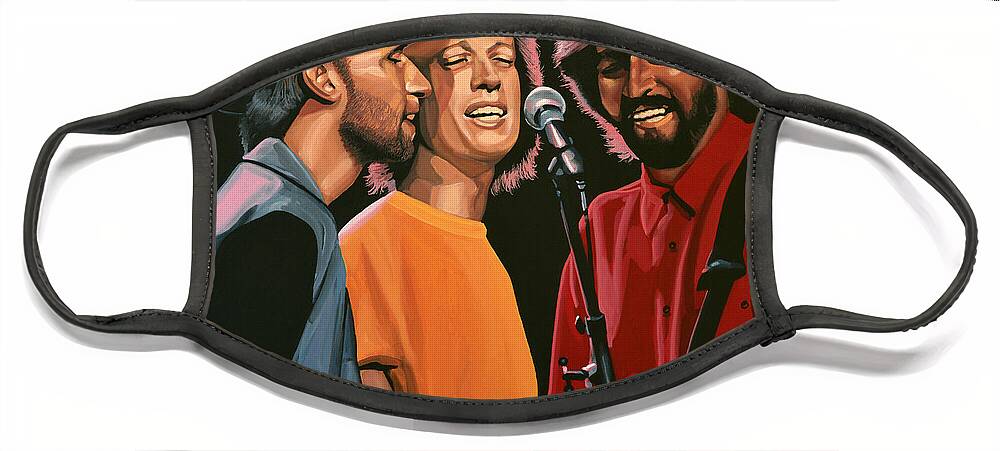 The Bee Gees Face Mask featuring the painting The Bee Gees by Paul Meijering