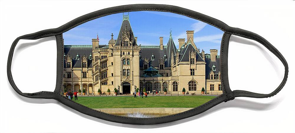 The Biltmore House Face Mask featuring the photograph The Biltmore Estate - Asheville North Carolina by Mike McGlothlen