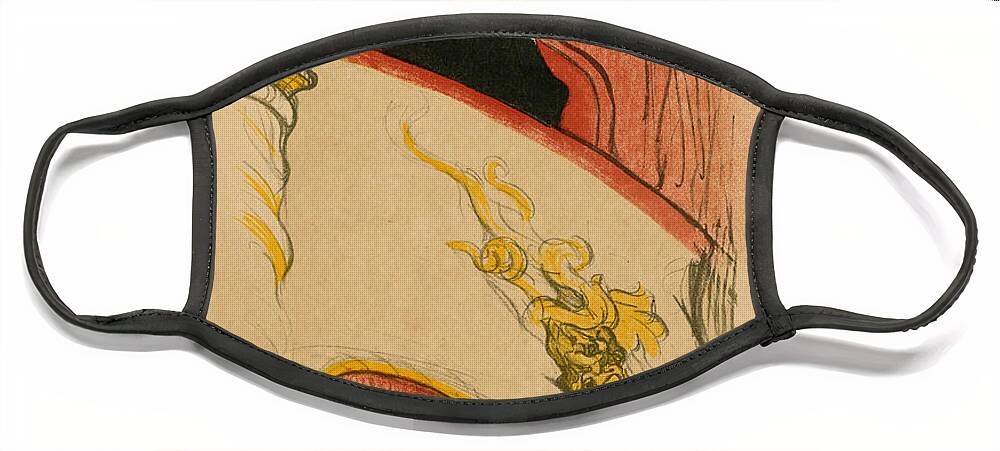 Henri De Toulouse-lautrec Face Mask featuring the drawing The Box with the Gilded Mask by Henri de Toulouse-Lautrec