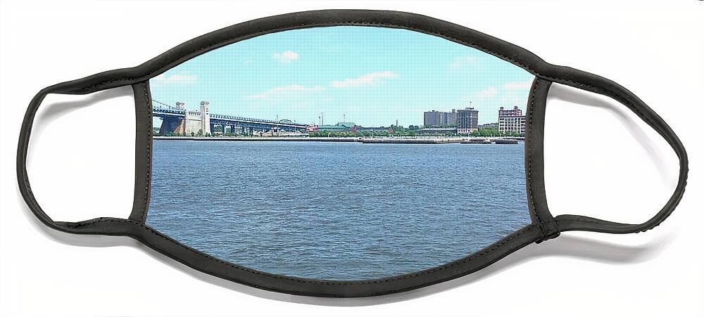 Benjamin Franklin Bridge Face Mask featuring the photograph The Bridge and the River by Christopher Plummer