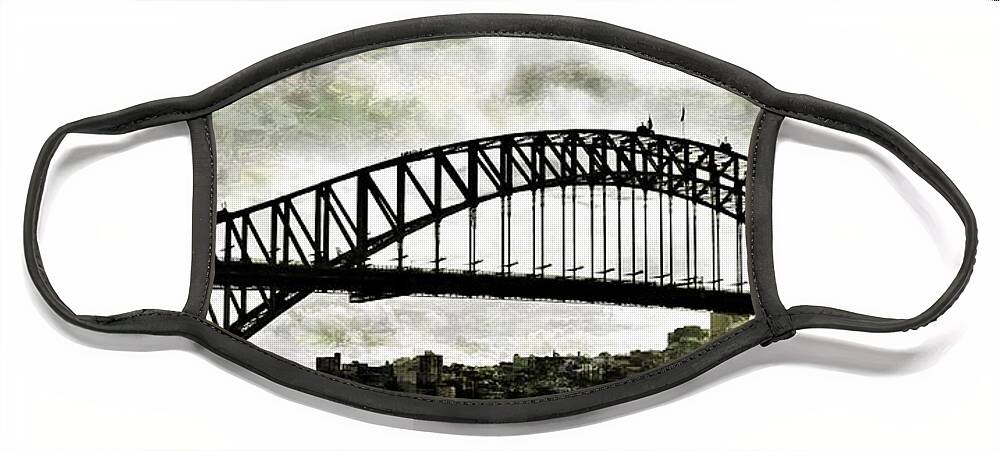Sydney Face Mask featuring the painting The Bridge Spattled by HELGE Art Gallery