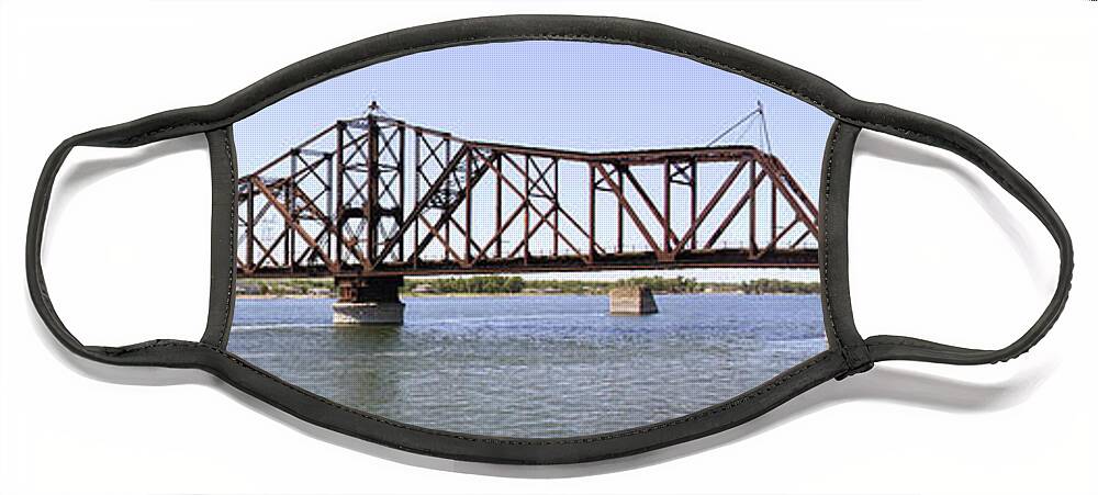 Railroad Face Mask featuring the photograph The Chicago and North Western Railroad Bridge Panoramic by Mike McGlothlen