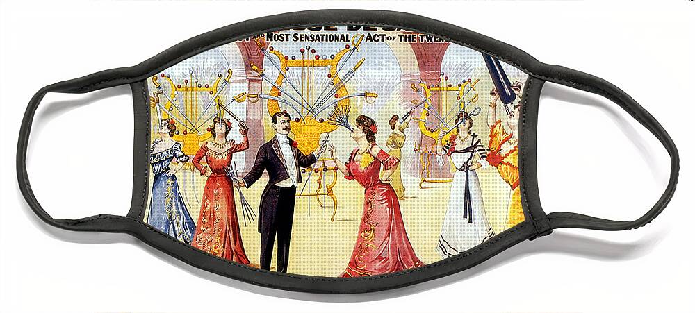 Entertainment Face Mask featuring the photograph The Cliffords, Sword Swallowing Act by Science Source
