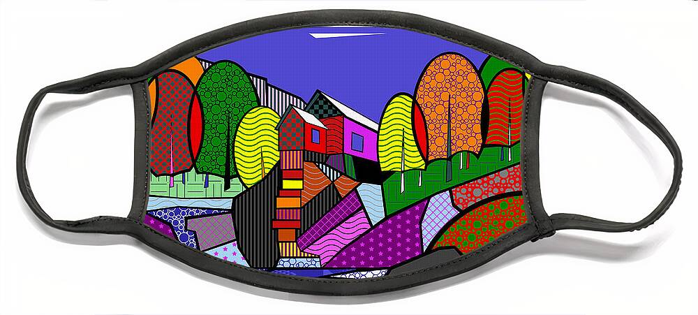 Colorado Face Mask featuring the digital art The Crystal Mill by Randall J Henrie