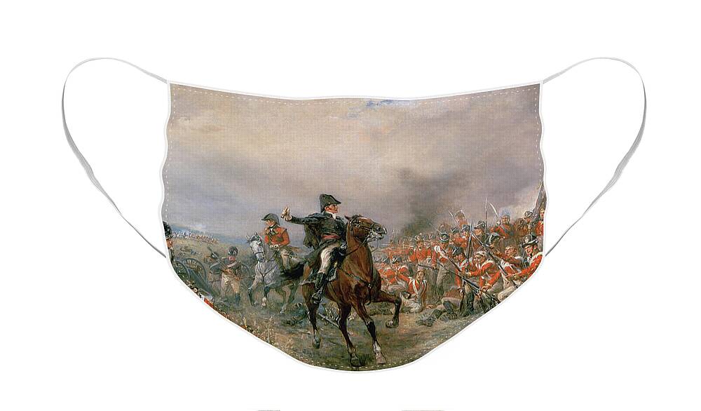 The Face Mask featuring the painting The Duke of Wellington at Waterloo by Robert Alexander Hillingford
