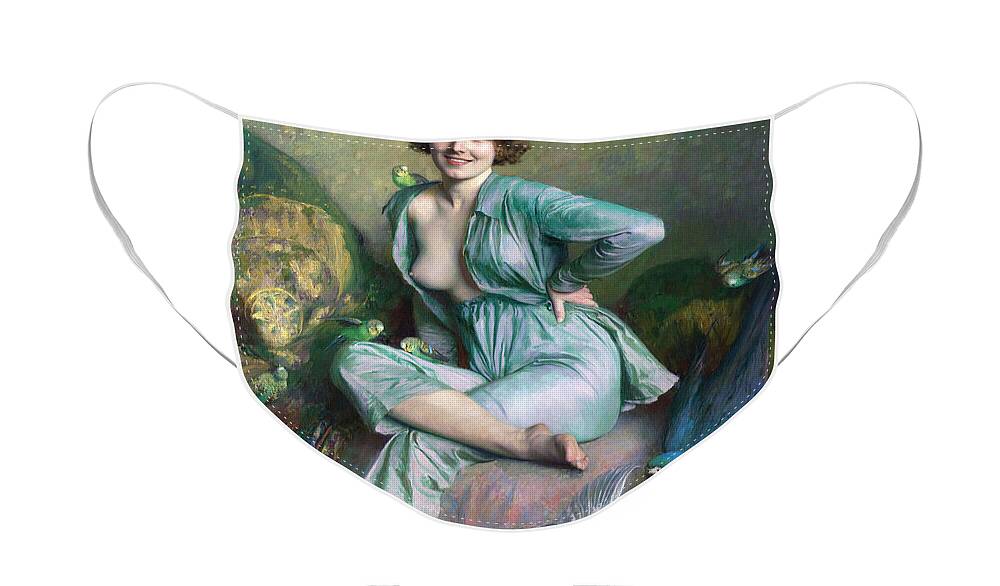 Emile Friant Face Mask featuring the painting The Familiar Birds by Emile Friant