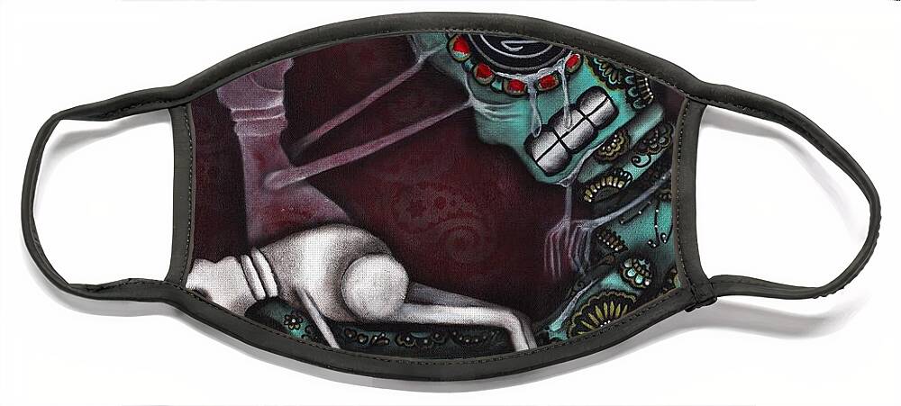 Death Face Mask featuring the painting The Final Awakening by Abril Andrade