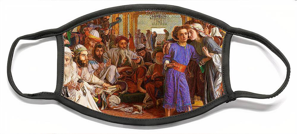 William Holman Hunt Face Mask featuring the painting The Finding of the Saviour in the Temple by William Holman Hunt