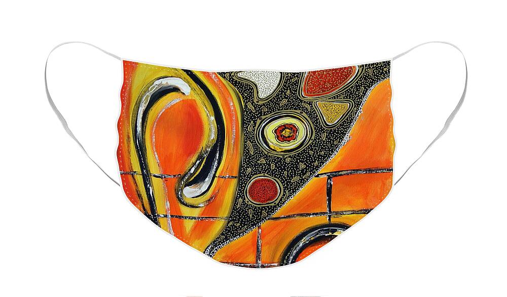 Fire Face Mask featuring the painting The Fires of Charged Emotions by Jolanta Anna Karolska