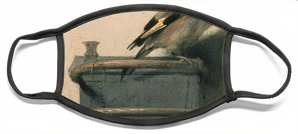 #faatoppicks Face Mask featuring the painting The Goldfinch by Carel Fabritius
