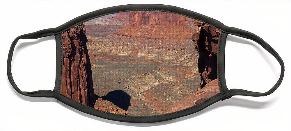 Canyonlands Face Mask featuring the photograph His Eye is on the Sparrow by Jim Garrison