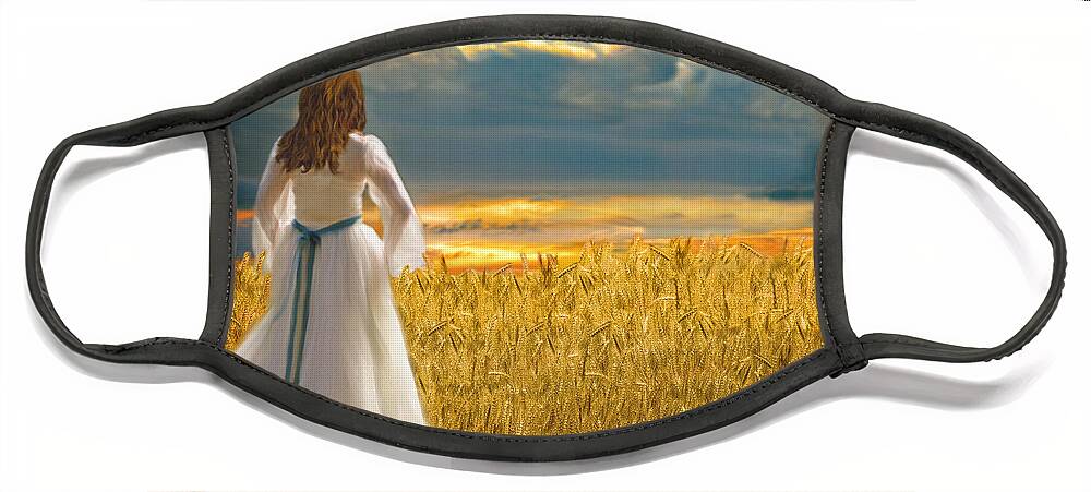 Prophetic Art Face Mask featuring the painting The Harvest Is Ripe by Constance Woods