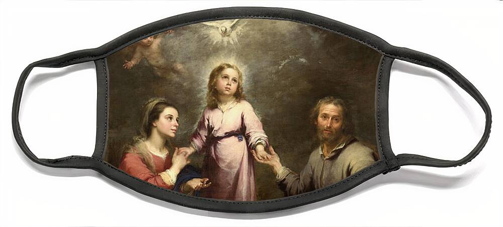 Bartolome Esteban Murillo Face Mask featuring the painting The Heavenly and Earthly Trinities by Bartolome Esteban Murillo