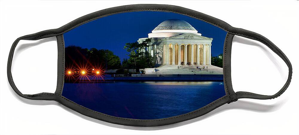 America Face Mask featuring the photograph The Jefferson Memorial at the Blue Hour of Twilight by Mitchell R Grosky