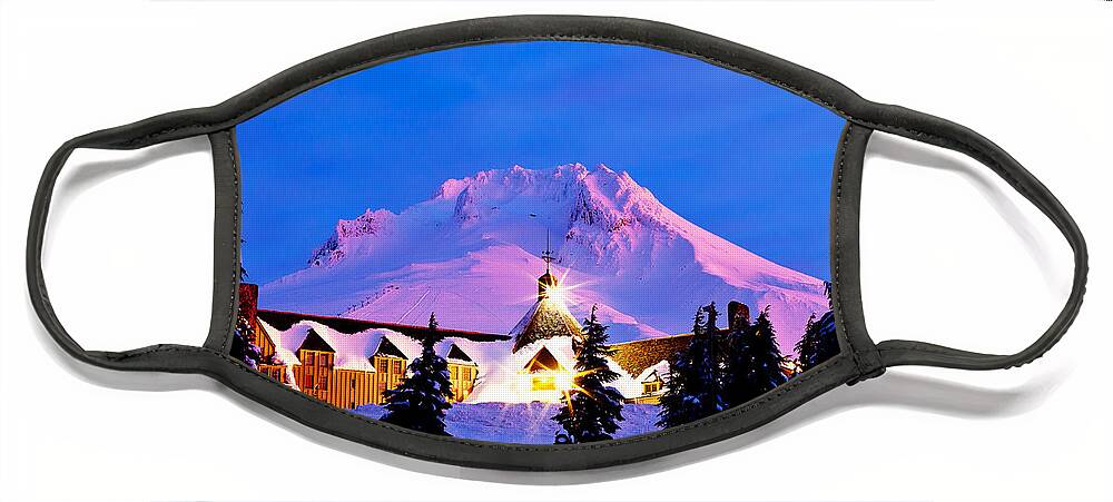 Timberline Lodge Face Mask featuring the photograph The Last Sunrise by Darren White