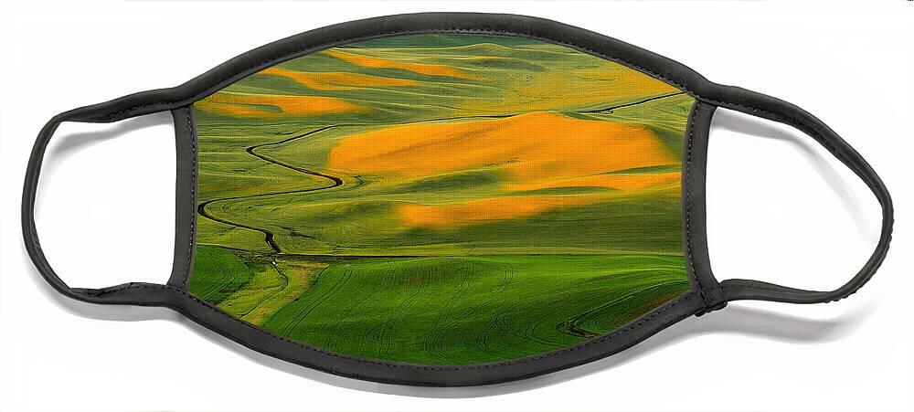The Palouse Face Mask featuring the photograph The Long and Winding Road by Dan Mihai