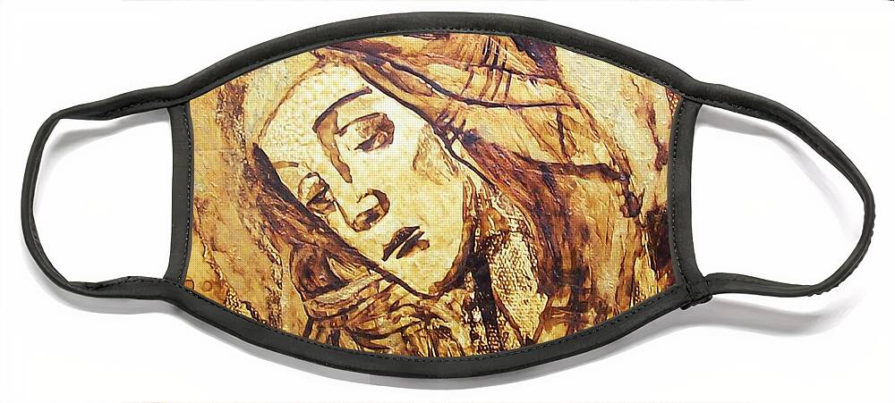  The Madonna Of Medjugorje Face Mask featuring the painting The Madonna Of Medjugorje, by Sinisa Saratlic