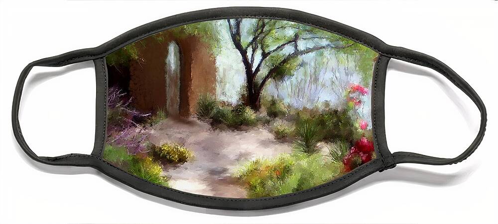 Southwest Paintings Face Mask featuring the painting The Meditative Garden by Colleen Taylor