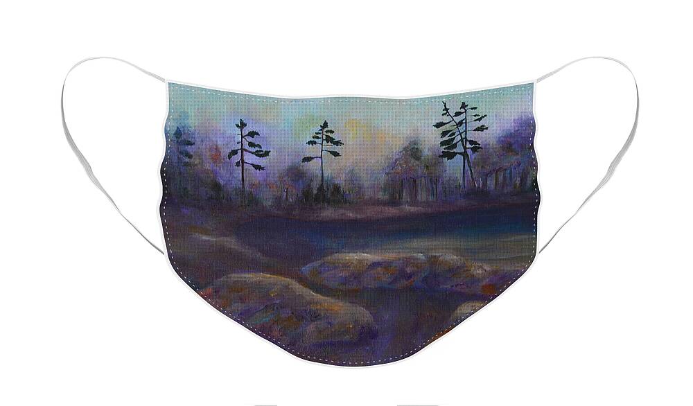 Pond Face Mask featuring the painting The Pond by Claire Bull