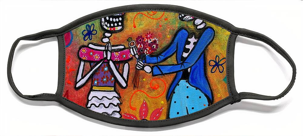 Day Of The Dead Face Mask featuring the painting The Proposal Day Of The Dead by Pristine Cartera Turkus