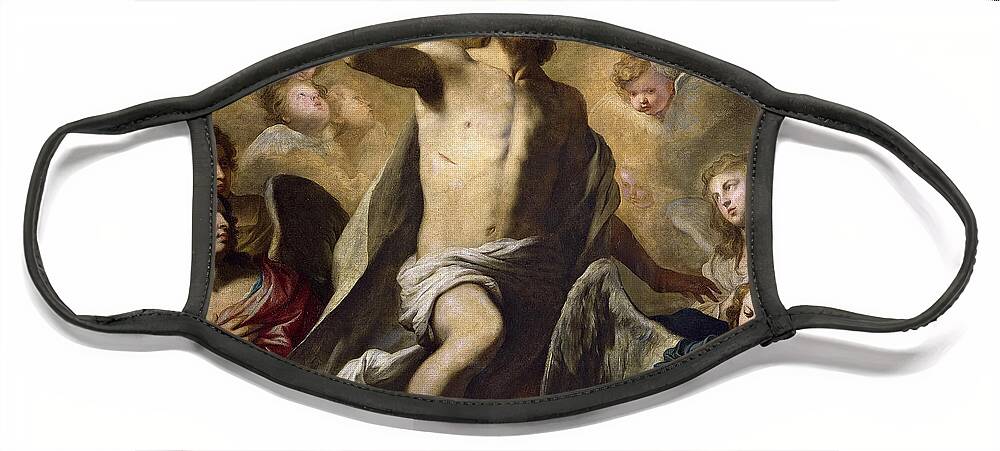 Pietro Novelli Face Mask featuring the painting The Resurrection of Christ by Pietro Novelli