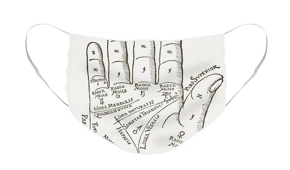Century Face Mask featuring the drawing Antique Palmistry Diagram The Right Hand by German School