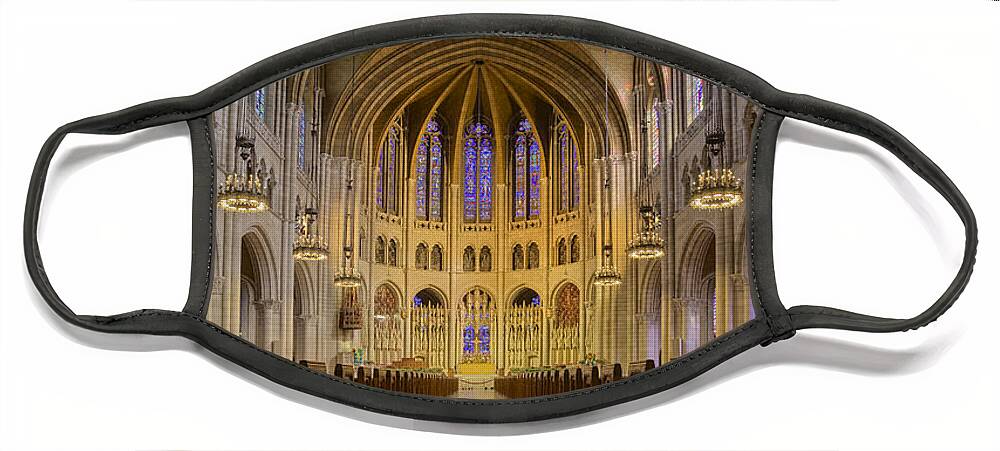 Altar Face Mask featuring the photograph The Riverside Church by Susan Candelario