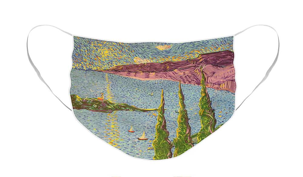 Impressionism Face Mask featuring the painting The Sailing Cove by Stefan Duncan