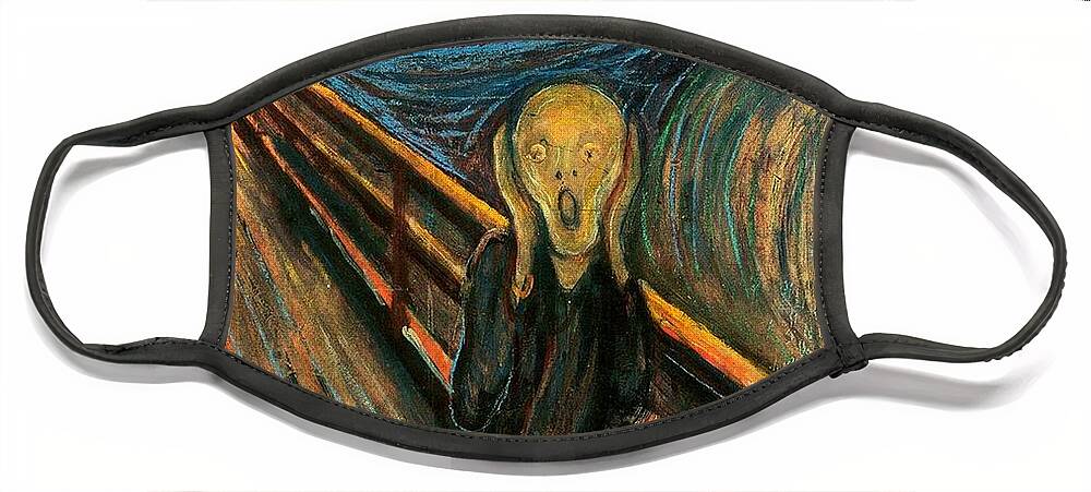 The Scream Edvard Munch Face Mask featuring the painting The Scream Edvard Munch 1893          by Movie Poster Prints