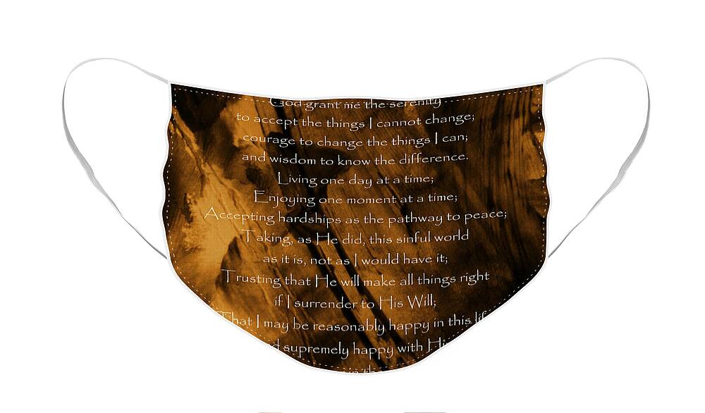 Prayer Face Mask featuring the photograph The Serenity Prayer by Andrea Anderegg