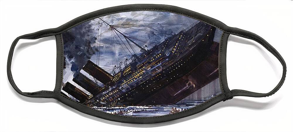 Titanic Face Mask featuring the painting The Sinking Of The Titanic by Graham Coton