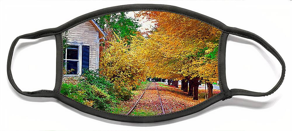 Autumn Foliage Face Mask featuring the painting The Tracks by Kirt Tisdale