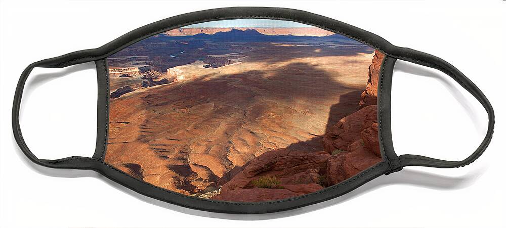 Canyon Lands Face Mask featuring the photograph The Valley so Low by Jim Garrison